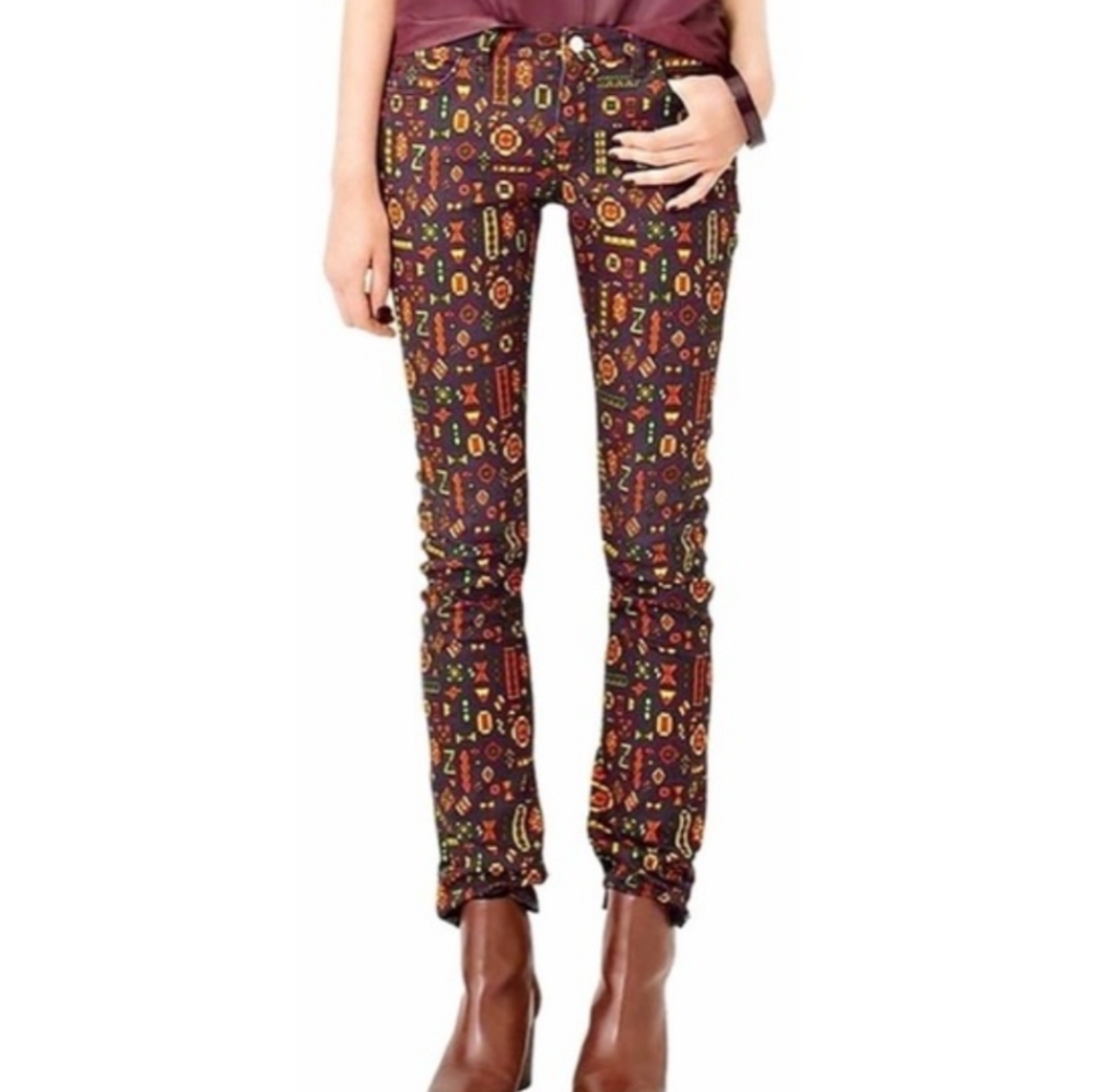 Kate Spade Saturday Let Loose Purple Skinny Jeans Atomic Aztec Geo Pants